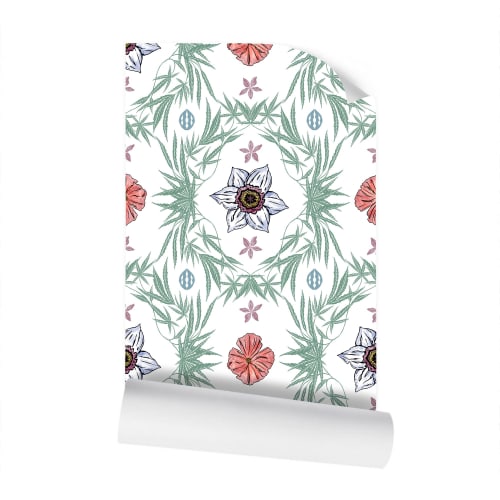IVI Poppy Daisies & Cannabis Leaves | Wallpaper in Wall Treatments by Sean Martorana