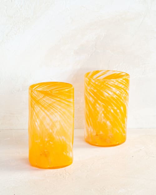 Xaquixe Large Tumbler - Mango (set of 2) | Glass in Drinkware by MINNA