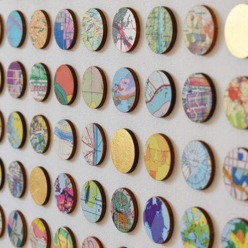 Four Hundred World Map Dots Collage With Gold Leaf | Paintings by Amelia Coward