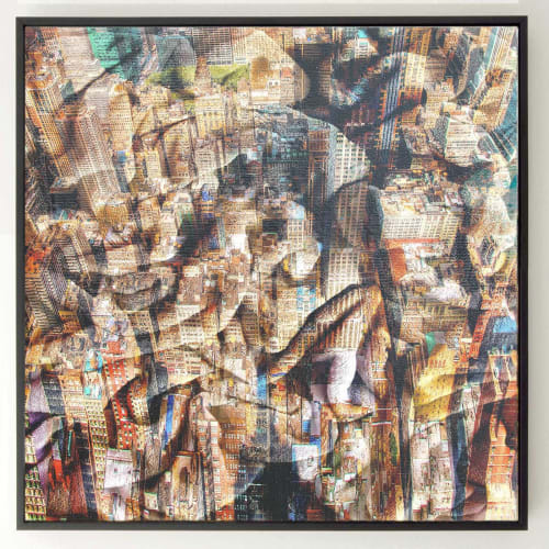 New York 49 – Abstract Aerial Cityscape Painting | Mixed Media in Paintings by Dario Moschetta