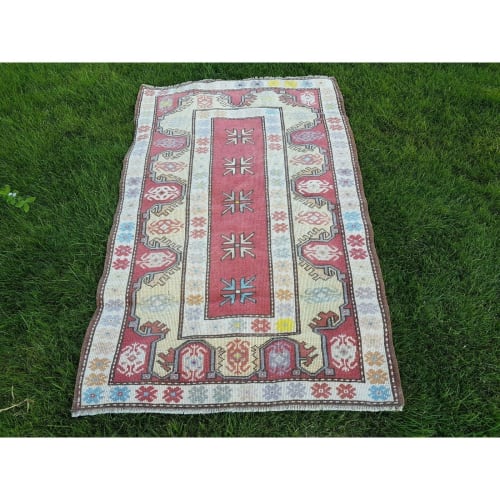 Handmade Carpet Vintage Turkish Milas Rug, Pastel Colored | Rugs by Vintage Pillows Store