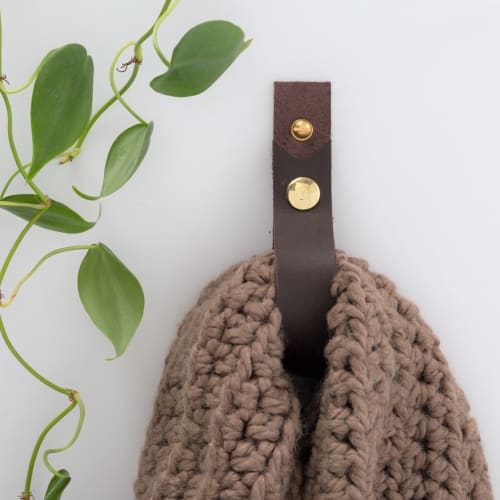 Medium Leather Snap Wall Strap [Flag End] | Storage by Keyaiira | leather + fiber | Artist Studio in Santa Rosa