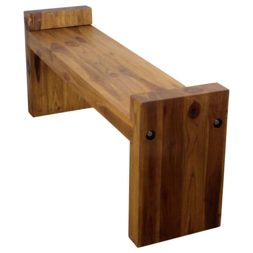 Haussmann® Teak Block Bench 48 x 12 x 19 inch High KD Oak | Benches & Ottomans by Haussmann®