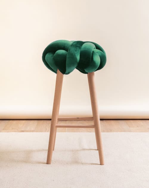 Emerald Green Velvet Knot Bar Stool | Chairs by Knots Studio