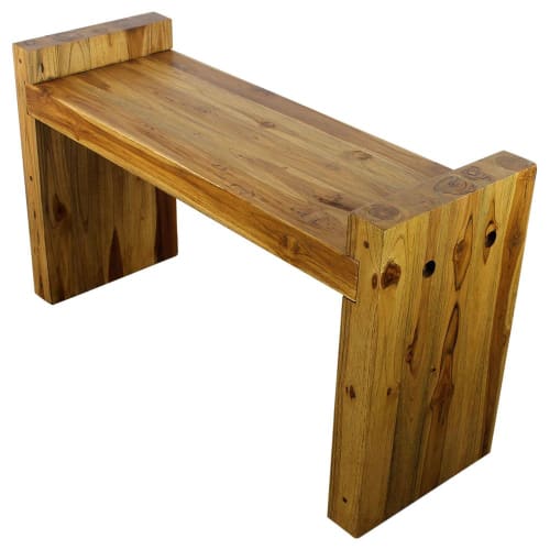 Haussmann® Teak Block Bench 36 x 12.5 x 20.5 inch High KD | Benches & Ottomans by Haussmann®