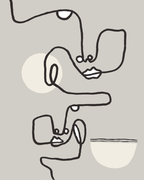 LINEFACES | ART PRINT | Slate Grey | Prints in Paintings by PAR  KER made