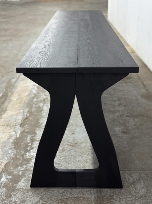 Handmade Drop-Leaf Console Table: Mid-Century Modern Sofa Table, USA made | Tables by Marco Bogazzi