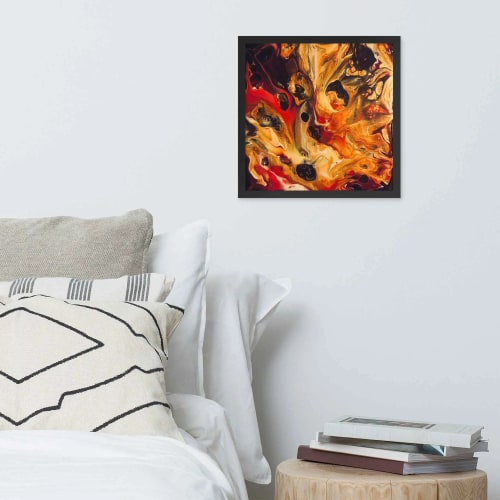 Framed Print - Laheeb (flame) - Fluid Red Black Fire | Work by Eman's Gallery