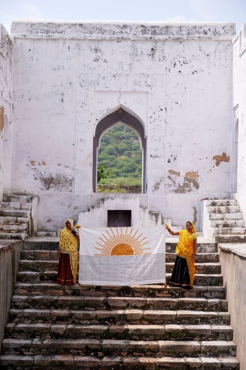 Rising Sun Linen Kantha Throw | Linens & Bedding by CQC LA