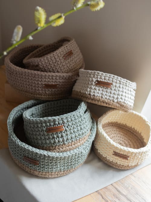 Round baskets with jute accent | Storage Basket in Storage by Anzy Home