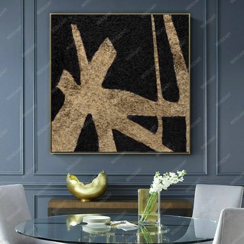 Abstract Gold Painting Golden Painting Minimalist Gold Wall | Oil And Acrylic Painting in Paintings by Berez Art