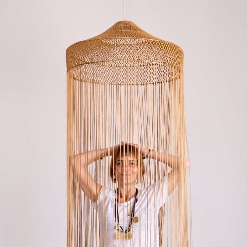 Fatima Zahra Macrame Lamp - Honey | Pendants by Hamimi
