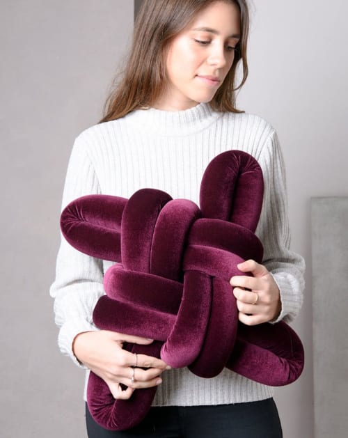 Purple Velvet Knot Pillow | Pillows by Knots Studio