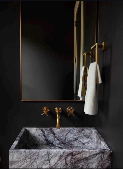 Handmade Lilac Marble Rectangle Farmhouse Sink (18”x30”x6”) | Water Fixtures by AEGEAN MARBLE ARTISAN ATELIER