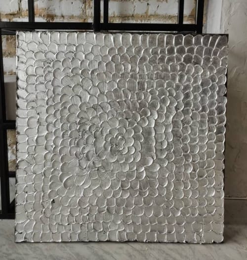 Silver wall art canvas silver metal shine wall art textured | Oil And Acrylic Painting in Paintings by Berez Art