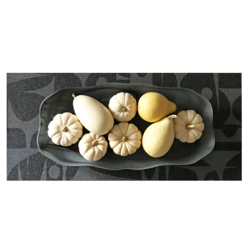 Table Runner Merino Wool Felt Geo Jazz Charcoal | Linens & Bedding by Lorraine Tuson