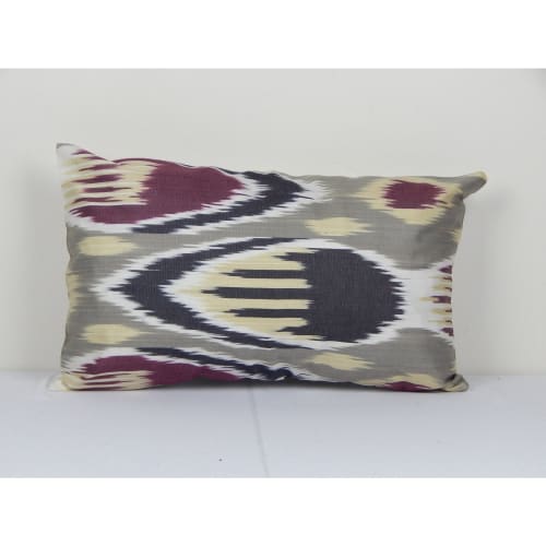 Ikat Gray Cushion Cover, Decorative Cotton Pillowcase, Centr | Pillows by Vintage Pillows Store