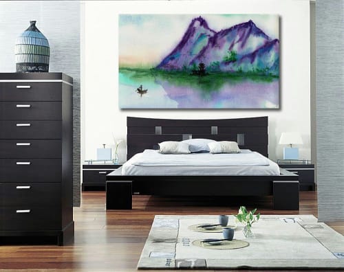 Fishing at Dawn | Watercolor Painting in Paintings by Brazen Edwards Artist