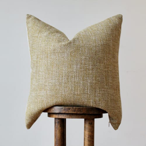 Mustard Yellow Woven Decorative Pillow 22x22 | Pillows by Vantage Design