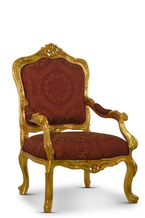 Å’illet de poÃ©te, French Style, Maroon embroidered Silk,Arm | Armchair in Chairs by Art De Vie Furniture