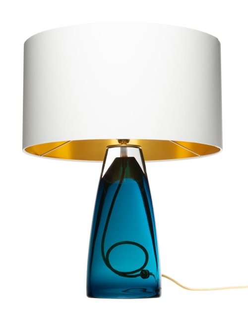 SERAFINA Lamp · Peacock Blue+White or Charcoal+Gold | Lamps by LUMi Collection