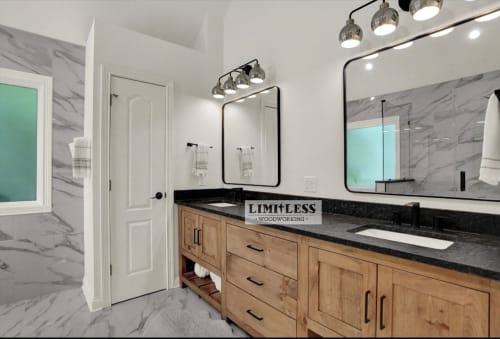 Model #1076 - Custom Double Sink Vanity | Countertop in Furniture by Limitless Woodworking