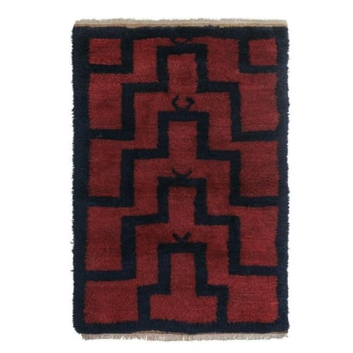 Mid Century Modern Tulu Turkish Tulu Rug with Tribal Pattern | Rugs by Vintage Pillows Store