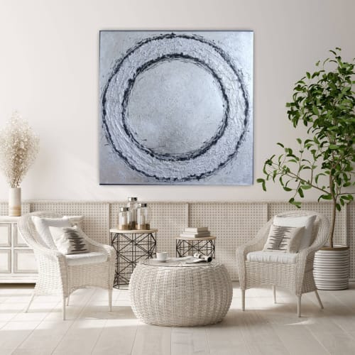 Silver leaf sculptural art painting silver textured art | Oil And Acrylic Painting in Paintings by Berez Art