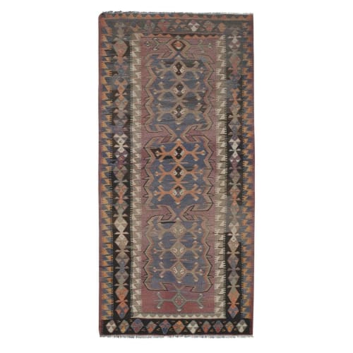 Vintage Turkish Anatolian Purple Wool Room Size Kilim Rug | Rugs by Vintage Pillows Store