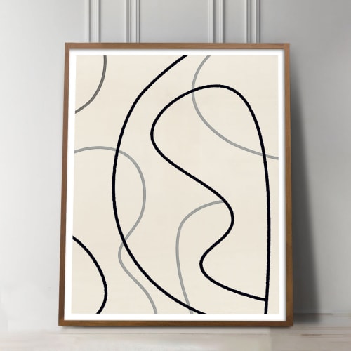 Minimalist Abstract Line Art Print, Mid-Century Modern | Paintings by Capricorn Press
