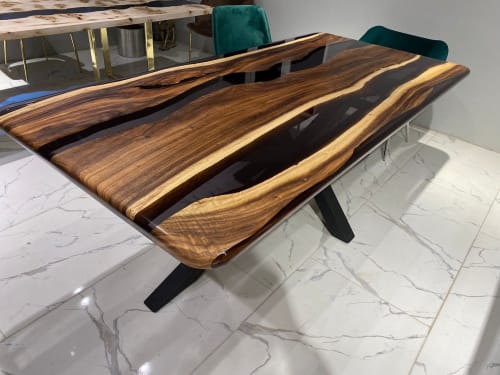 Black Epoxy Table - Resin Dining Table - Custom Epoxy Table | Tables by Tinella Wood