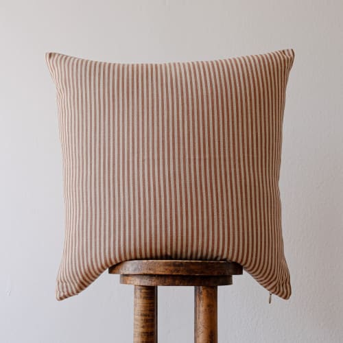 Amber and Cream Linen Stripe Pillow 24x24 | Pillows by Vantage Design