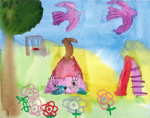 In the Park - Original Watercolor | Watercolor Painting in Paintings by Rita Winkler - "My Art, My Shop" (original watercolors by artist with Down syndrome)