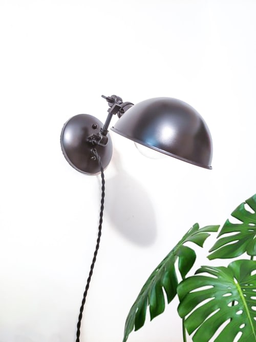 Bedside Reading Wall Light, Matte Black, Adjustable Art | Sconces by Retro Steam Works