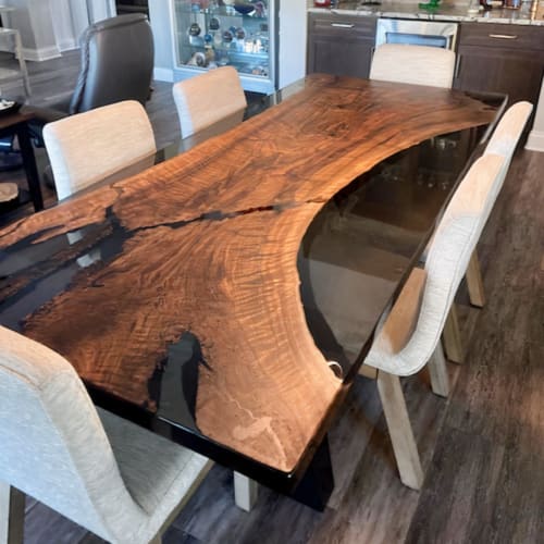 Smoke Epoxy Walnut Dining Table | Tables by Ironscustomwood