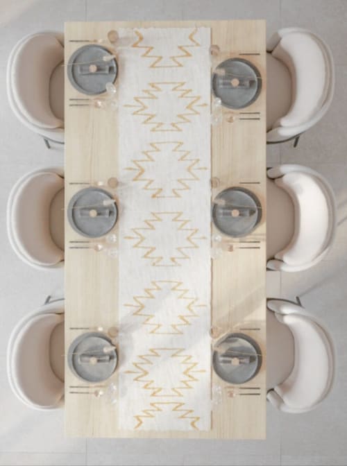 Neutral Cleo Cotton Table Runner | Linens & Bedding by Mumo Toronto Inc