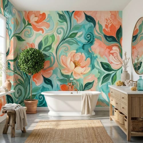 Coral Waltz —  Bold Florals Luxury Wallpaper | Wall Treatments by ELLE WALLS