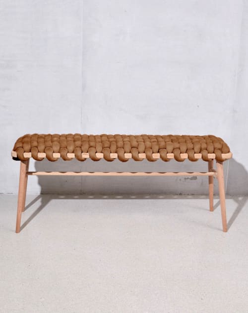 Chocolate Brown Vegan Suede Woven Bench | Benches & Ottomans by Knots Studio