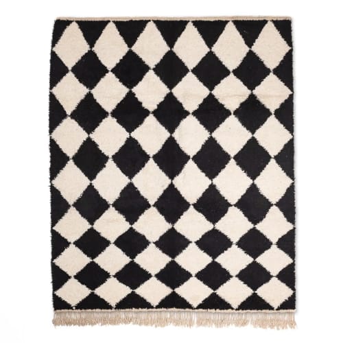 Checkered Beni ourain rug, Black and white Moroccan rug | Rugs by Benicarpets