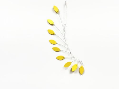 Yellow Mobile for the Minimalist or Modern Home Leaf Wave | Wall Hangings by Skysetter Designs
