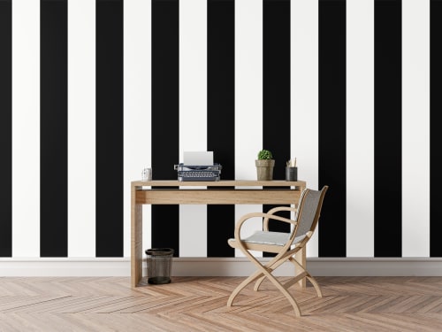 Black & White Horizontal Stripes — Classic Stripes Luxury Wallpaper Mural | Wall Treatments by ELLE WALLS
