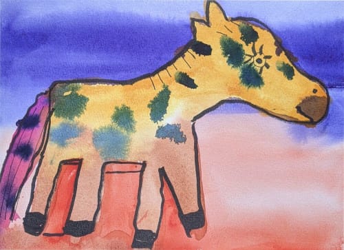 Noa the Mule - Original Watercolor | Paintings by Rita Winkler - "My Art, My Shop" (original watercolors by artist with Down syndrome)