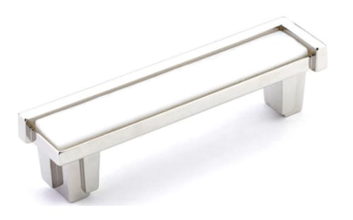 Astratto White 4" CC Pull With Polished Nickel Finish | Hardware by Windborne Studios