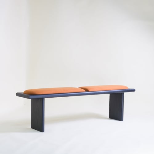 Handmade Danish Cord Bench - Walnut by Kellen Carr Studio