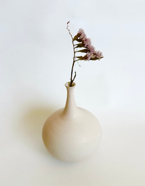 Warm satin white bottleneck no. 7 | Vase in Vases & Vessels by Dana Chieco