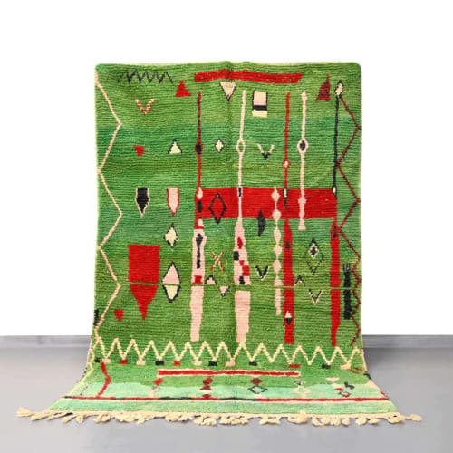 Handmade berber green morooccan boujad rug | Area Rug in Rugs by Benicarpets