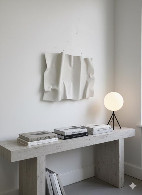 3D Textured Plaster Wall Art – Handmade Sandy White Sculpture | Wall Sculpture in Wall Hangings by Vaiva Art Atelier