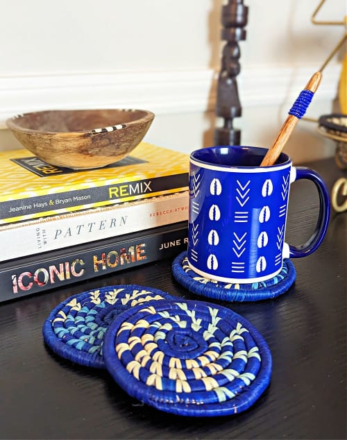 Coastal Blue Mud Cloth Pattern Coffee Mug | Drinkware by Reflektion Design