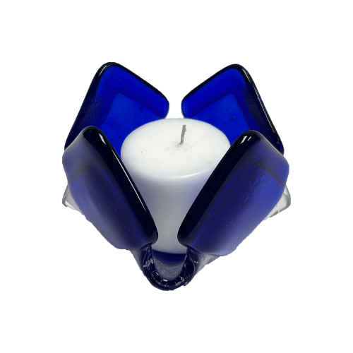 Transparent Blue Glass Candleholder | Candle Holder in Decorative Objects by Sand & Iron