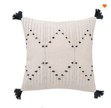 black and white woven pillow // black and white woven | Pillows by velvet + linen